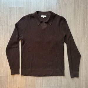 Madewell Brown Ribbed Merino Wool Sweater Polo